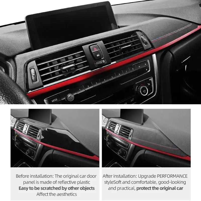Beterhumz Car Dashboard Panel Multimedia Cover Trim For BMW F30 F32 F34 320i 328i 330i Top Suede Stickers Interior Accessories