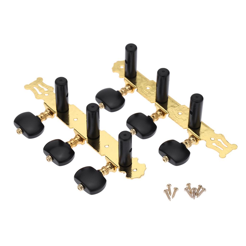 Alice AO 020HV3P 1Pair(Left + Right) Classical Guitar Tuning Key Gold  Black Plated Peg Tuner Machine Head(long) String