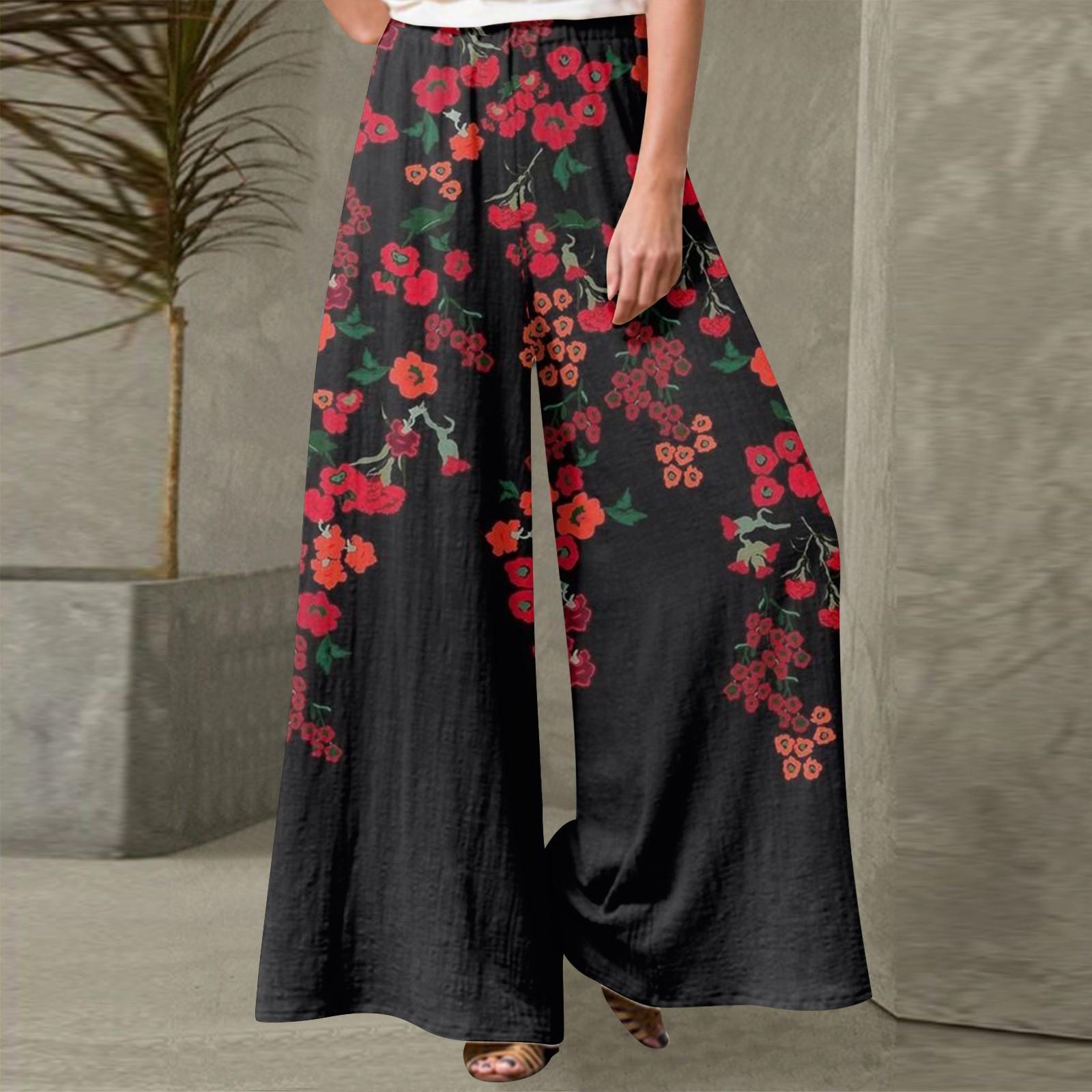 Women s Fashion Gradient Print Casual Loose Street Straight Leg Pants XXXXXL красный