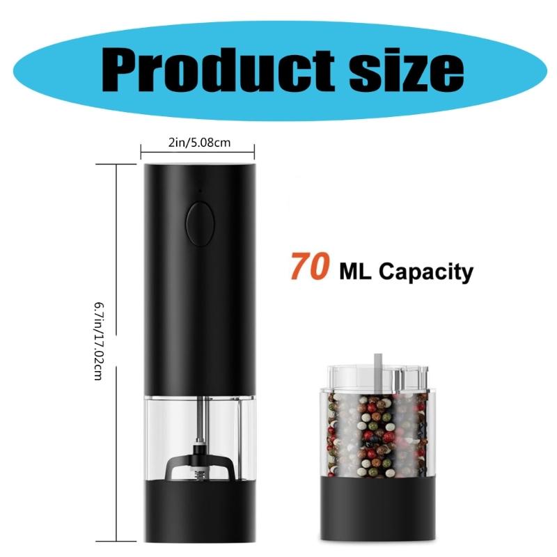 Convenient Rechargeable Salt Mill Peppers Mill Adjustable Coarseness Peppers Grinder Electric Salt Mill for Kitchen