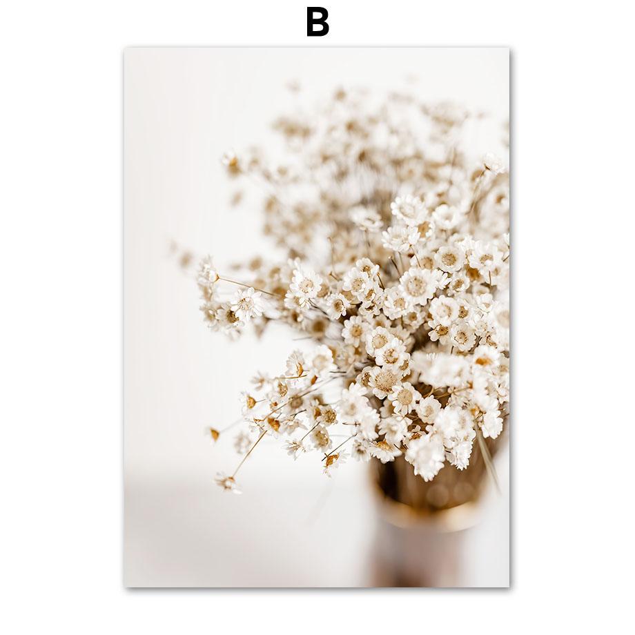 

Бежевый георгин, пион, роза, цветок ромашки, лист, настенная живопись на холсте, постеры на скандинавскую тему и принты, настенные панно для декора гостиной 40X60 cm No Framed