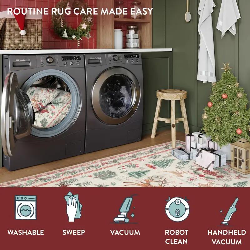 Christmas Corridor Carpet, Moisture-Proof And Machine-Washable Kitchen Floor Mat, Bedroom Bedside Rug For Home Decoration
