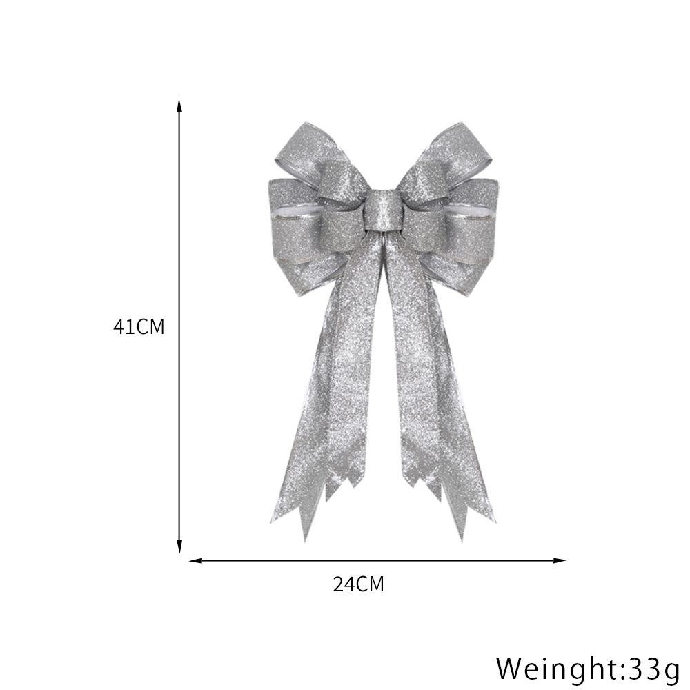 40*24cm Double Layer Large Christmas Bow Christmas Tree Topper Bow with Glitter Gold Edge Decor for Xmas Door MapleLeaf Bow Deco