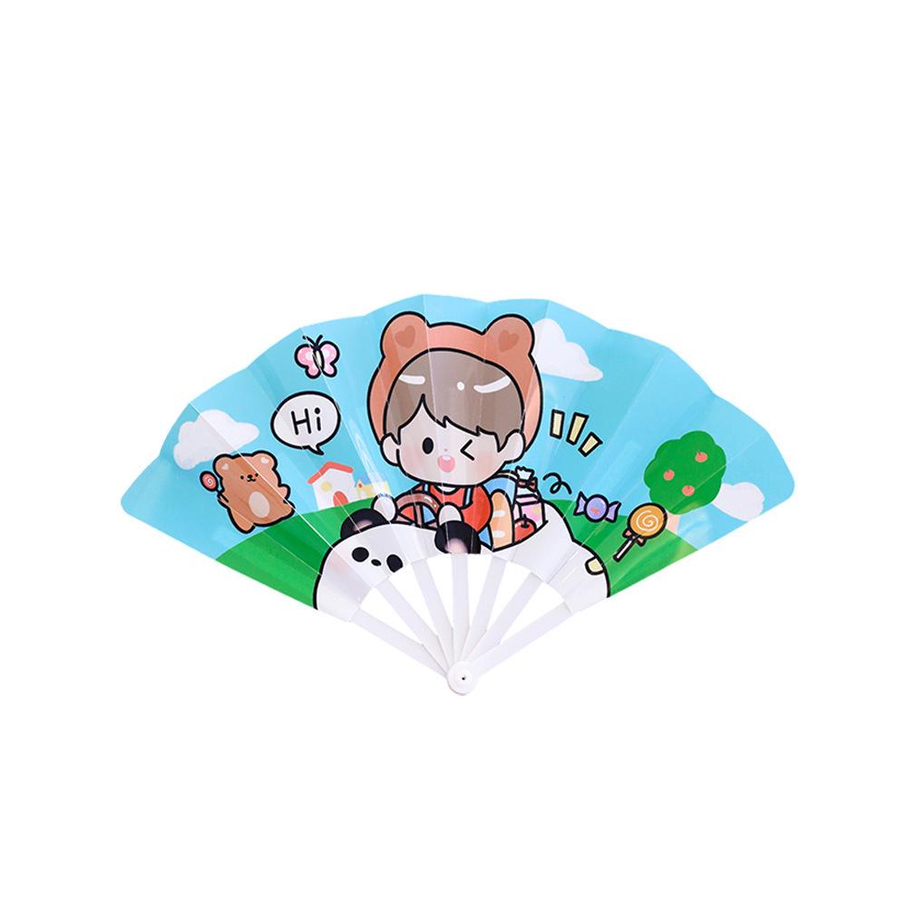 Adorable Foldable Cartoon Hand-Cranked Fan: High-Quality, Portable, Seven-Fold Design, Perfect Small Gift