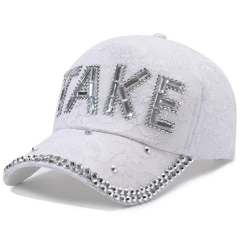 

Rhinestone Bling Baseball Cap For Women, Fashionable Sun Hat, Adjustable Caps, Colorful Casual Style Accessory For Outdoor Adjustable белый
