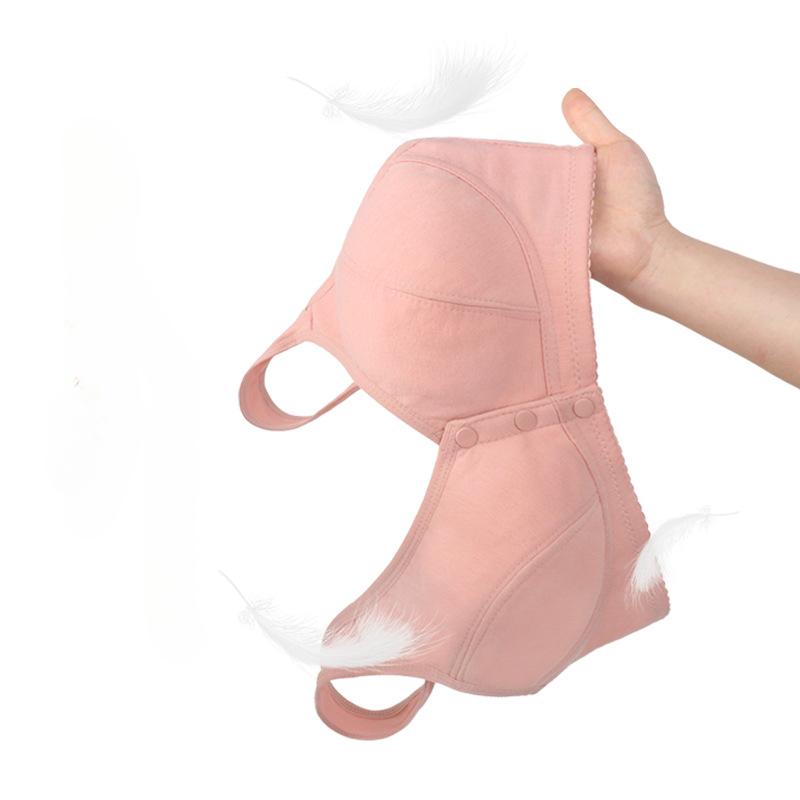 Middle-aged and Elderly Underwear Light Front Buckle Thin Section Mom Soft Cotton Ladies Undershirt Type Without Steel Ring Big Yards Comfortable Bra