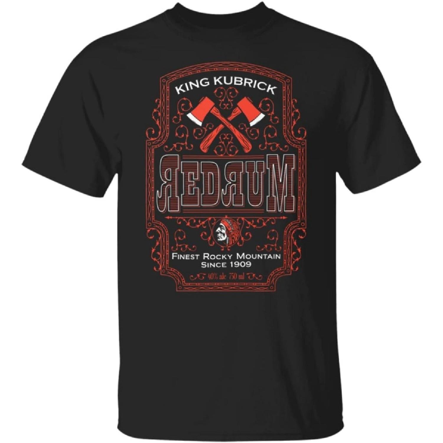 Teeallover King Kubrick Horror Redrum Stanley Kubrick’s The Shining Halloween Horror Scary Fan T-Shirt Black S