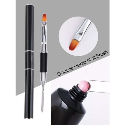 Double Head Nail Art Gel Brush Black Pen Picker 2 IN 1 Design UV Gel Brush Spatula Acrylic Nail Extension Gel Manicure Tools
