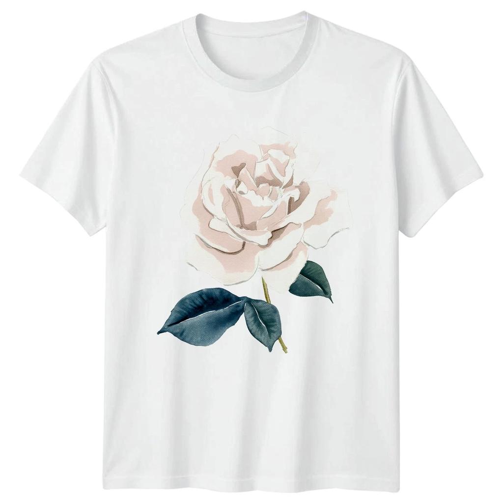 White Rose Watercolor Flower Nature Unisex T Shirt Floral Men Womens Graphic Tee