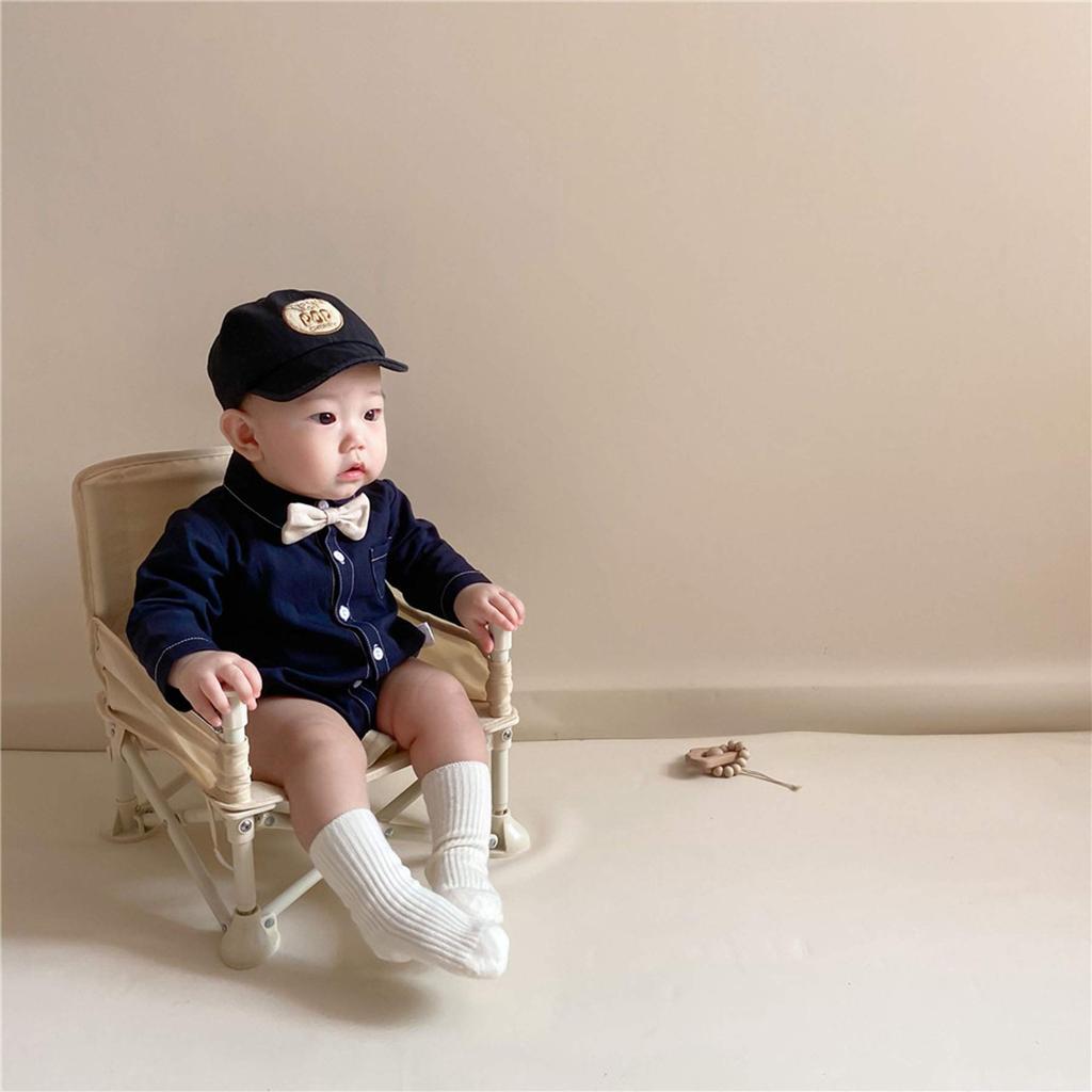SLINX Romper Long Sleeve Denim Shirt with Bow Formal Baby Clothes for Girls and Baby Shower KW04 Boys' Coverall, Tie, Boys, Gift, Children's Gift,