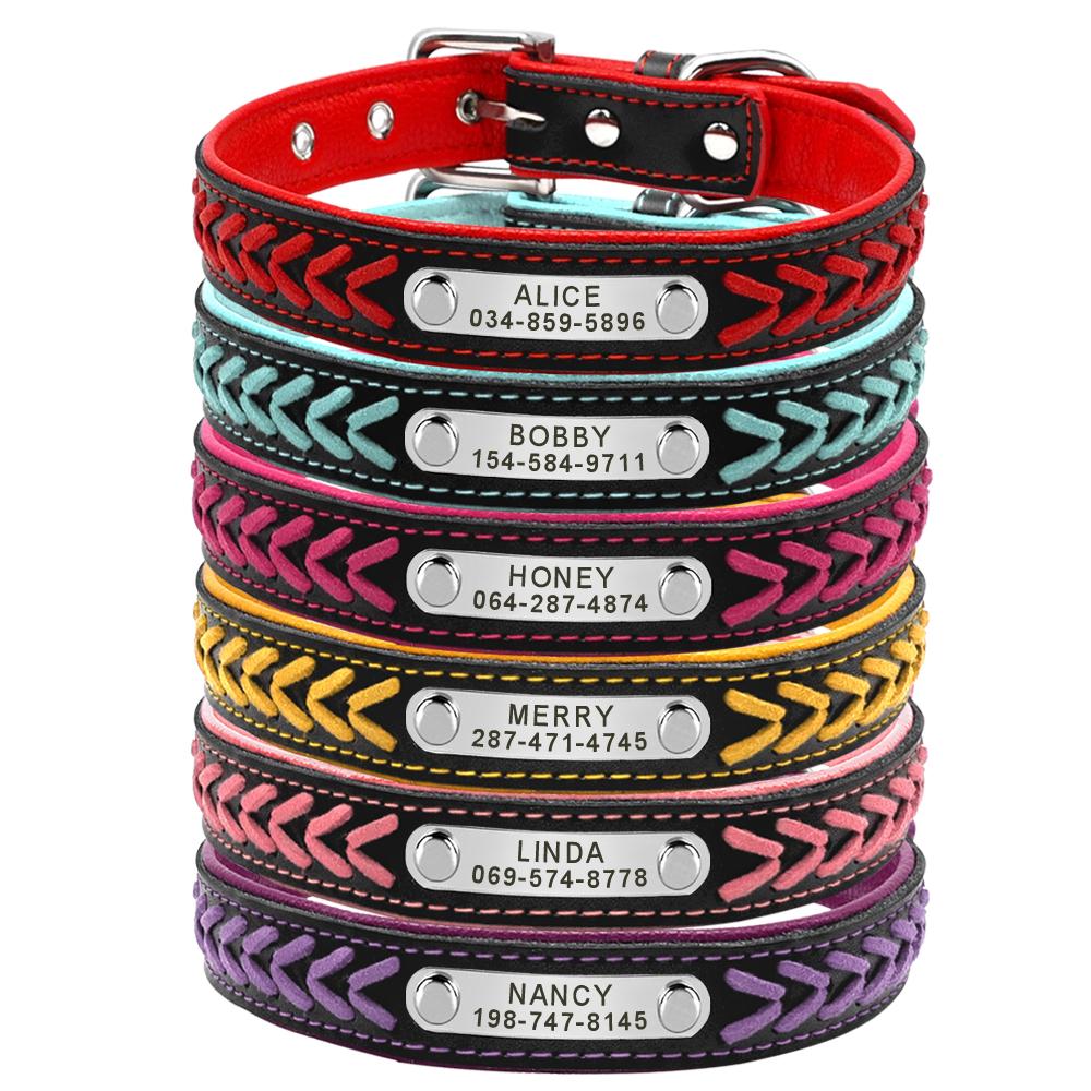 Hundehalsband Personalisiertes Benutzerdefiniertes Hundemarken-Halsband Graviertes Welpen-Katzen-Namensschild-Halsband Verstellbar für Kleine Mittlere Große Hunde Mops