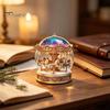 Rotating Carousel Table Ornament Christmas Crystal Ball Figurine, 2D Acrylic Winter Cottage Lightweight Holiday Gift Tabletop Ornaments for