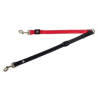 Twin Leash for Walking Two Dogs, Red + Black, 1 Piece