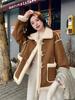 Women's 2024 Winter Warm Sheepskin Suede Fleece Coat with Buckle Details