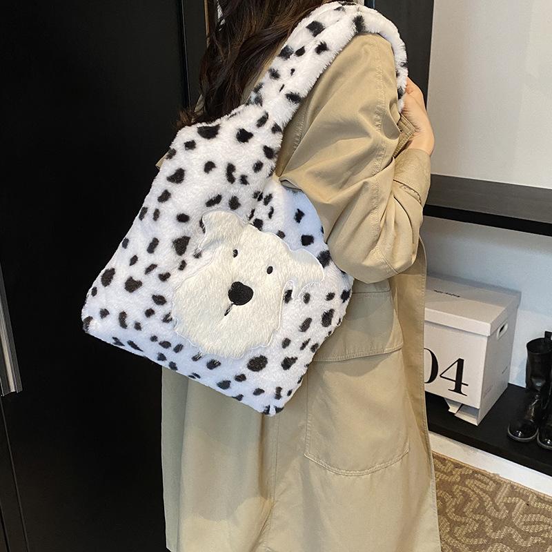 Tooxika Autumn And Winter High-grade Fur Bag Leopard Print Underarm Bag Fashionable Plush Puppy Shoulder Bag