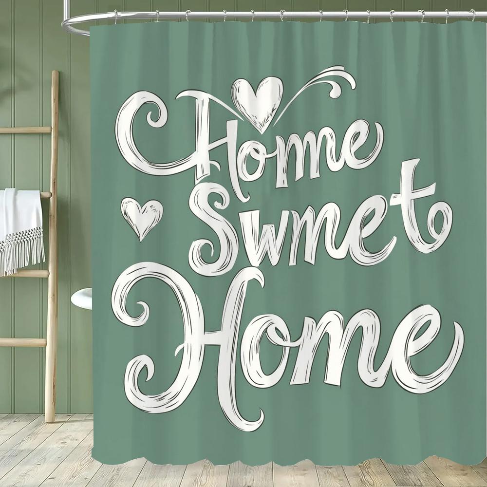 Simple Design Shower Curtain With Hooks Set For Bathroom Decor,Printed Polyester Fabric Home Decorative Curtain