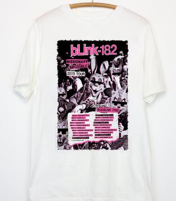 NUOVO poster della band Blink-182 T-shirt bianca Unisex Tutte le taglie JJ5299