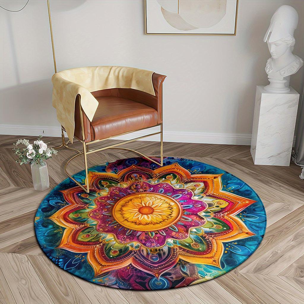 Luxuriöser Böhmischer Stil Runde Form Fußmatten Küche Flur Läufer Teppich Schlafzimmer Wohnzimmer Weicher Teppich Rutschfester Bereichsteppich