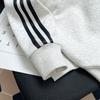 Stray Kids Fleece Lined Sweatshirt Striped Long Sleeve Crewneck Casual Pullover Kpop Fan Merchandise Winter Warm Oversized Grey Stylish Top