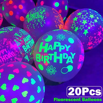 10/20 ks 12palcových fluorescenčních balónků s puntíky, srdíčky, hvězdami, latexové balónky, narozeninová, svatební, vánoční párty dekorace, dětské dárky