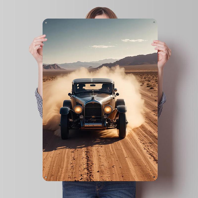 

Vintage Car in Desert Poster Customized Vintage Metal Signs Wall Art Retro Tin Plaque for Garage Bedroom Decoration Room Decor 7.9x11.8In(20x30cm)