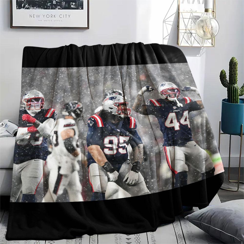 New England Patriots Players Printed Flannel Blanket, Soft Throw for Bedroom Sofa, Washable, Fan Merchandise, Great Gift.