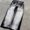 Unisex Relaxed Straight Cut Distressed Denim Jeans Streetwear Vintage Style Cotton Blend