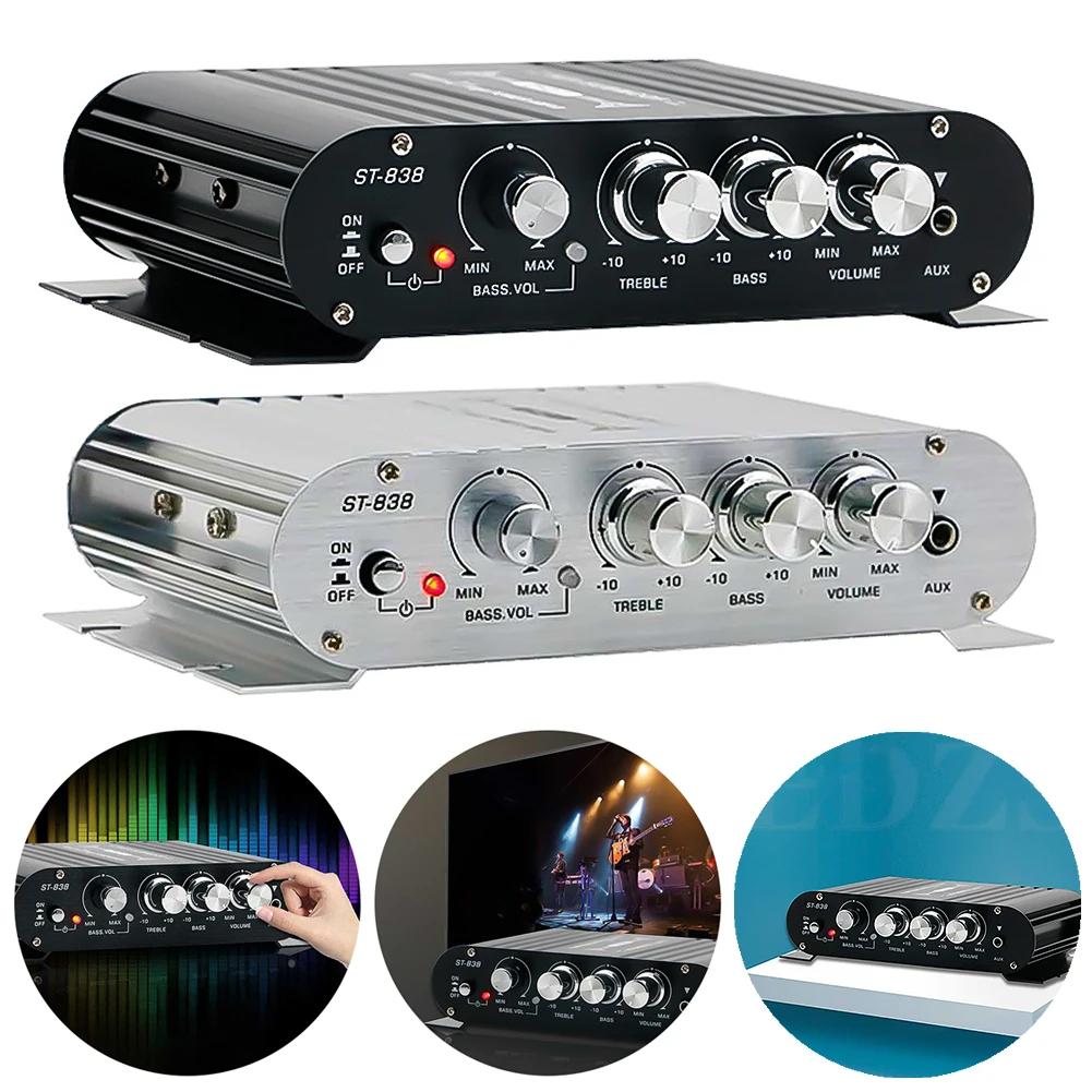 ST-838 HiFi 2.1 Channel Power Amplifier Stereo Bass Sound Amp RMS 80W*2 Class D Mini Media Player MP3 Car Black Home Amplify