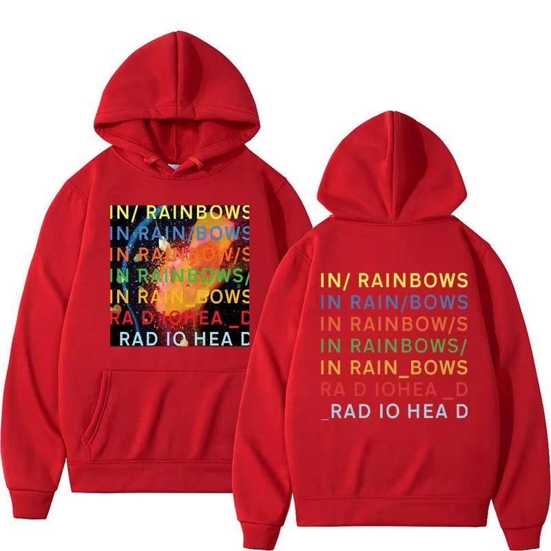 2025 Fall Winter Hip Hop Streetwear Gothic Punk Oversized Sportswear Male Band Rock Radiohead Hoodie Music Rainbow Sportswear