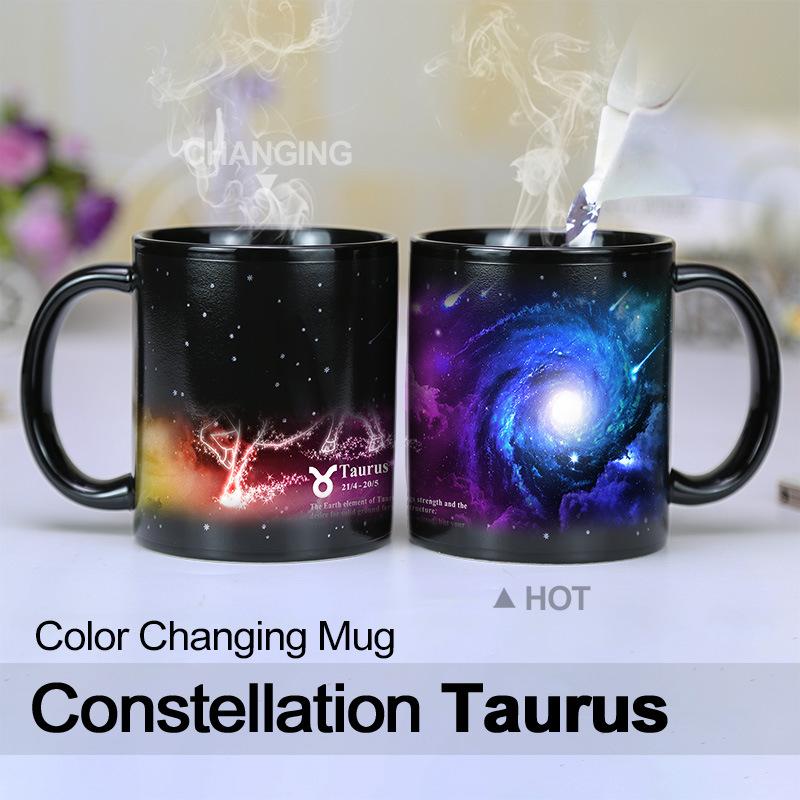 Starry Sky Purple Illusion 12 Constellation Color Changing Water Cup Ceramic Mug Suitable for Couples To Give Gifts