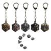 Dragon Dice Pendant Keychain Tiny Metal Dices Jewelry Set Mini Polyhedral Dices Keyring Jewelry for Fashion Enthusiasts