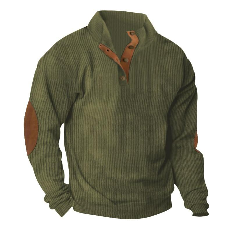 Men's Autumn and Winter Outdoor Loose Autumn Sweater Corduroy Casual Stand-up Collar Long-sleeved Sweater