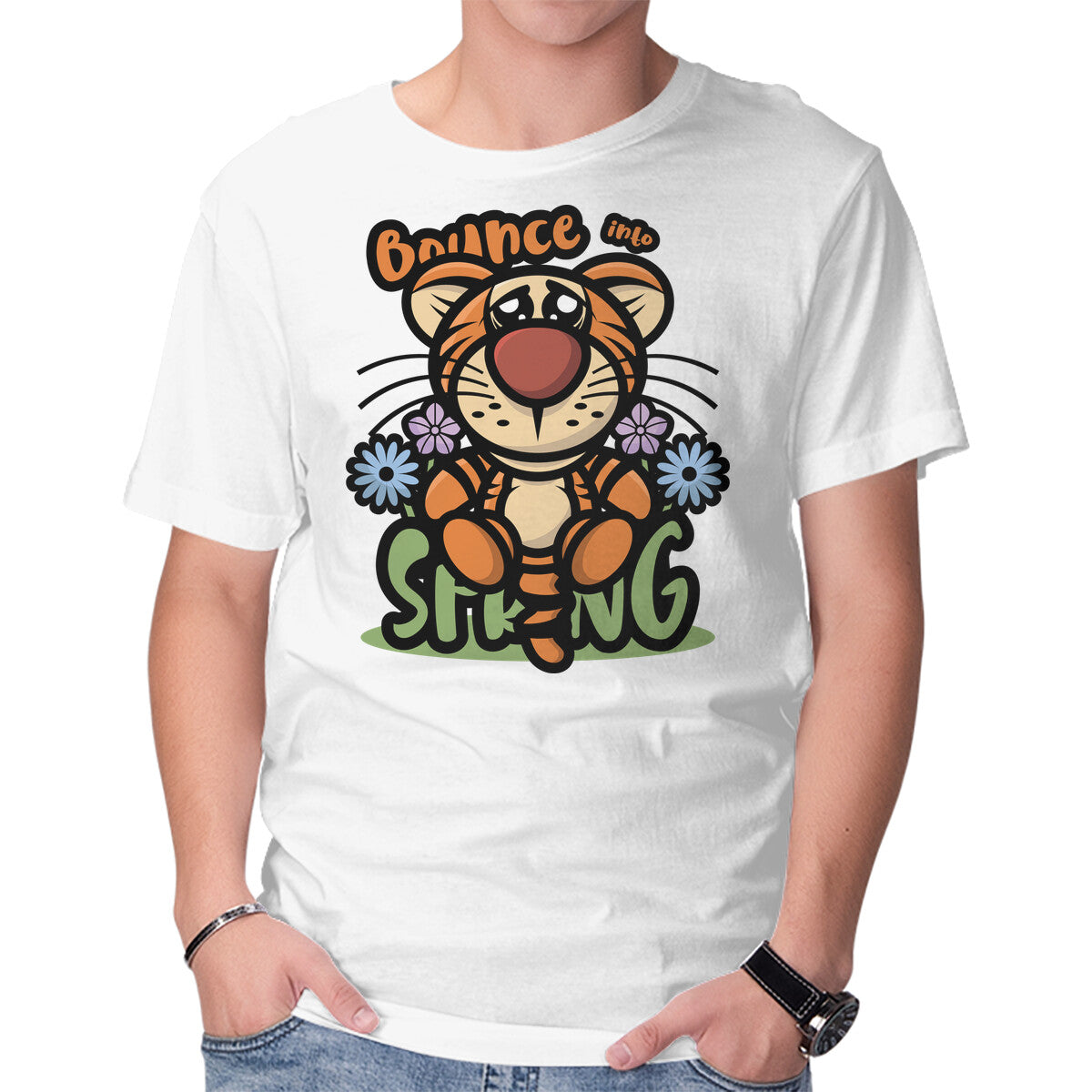 Unisex Crew Neck T-Shirt Bounce Into Spring Graphic Short Sleeve Casual Tee XXL