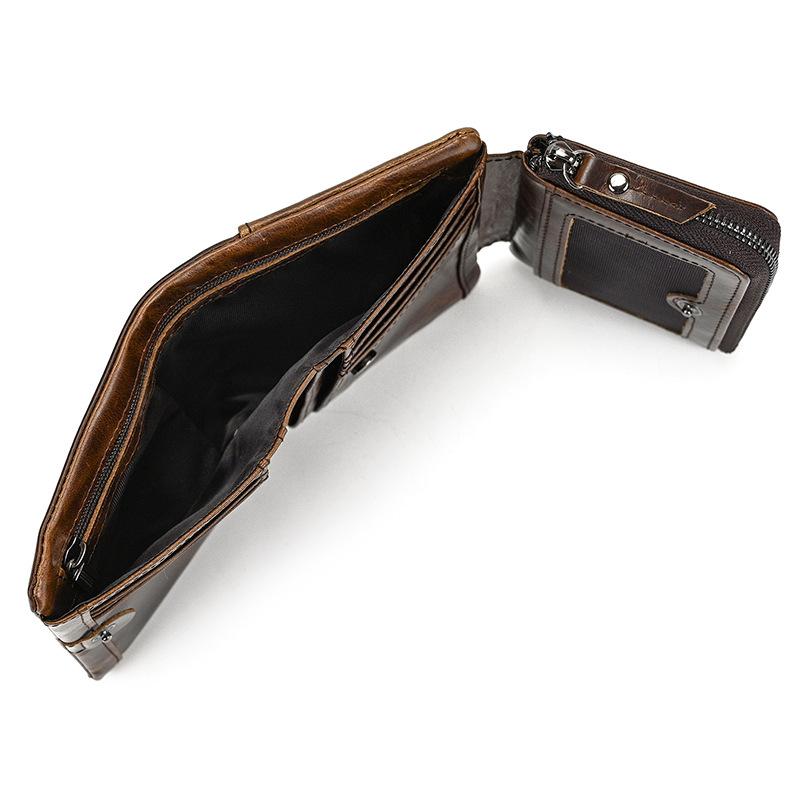 Genuine Cowhide Men Wallet Trifold Short Wallet with Coin Pocket Multi Card Slots Real Leather Coin Purse for Men Daily Use