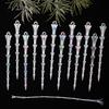 12Pcs Transparent Christmas Icicle Pendants Twisted Design Crushed Ice Acrylic Christmas Tree Ornaments DIY Elegant
