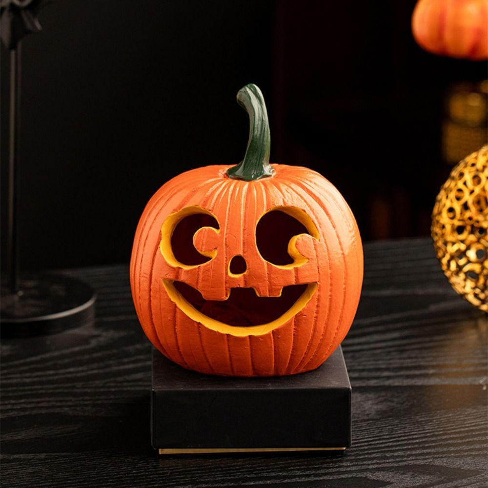 Resin Halloween Pumpkin Ornaments Multi-Color Pumpkin Statue Harvest Festival Ornaments  Courtyard