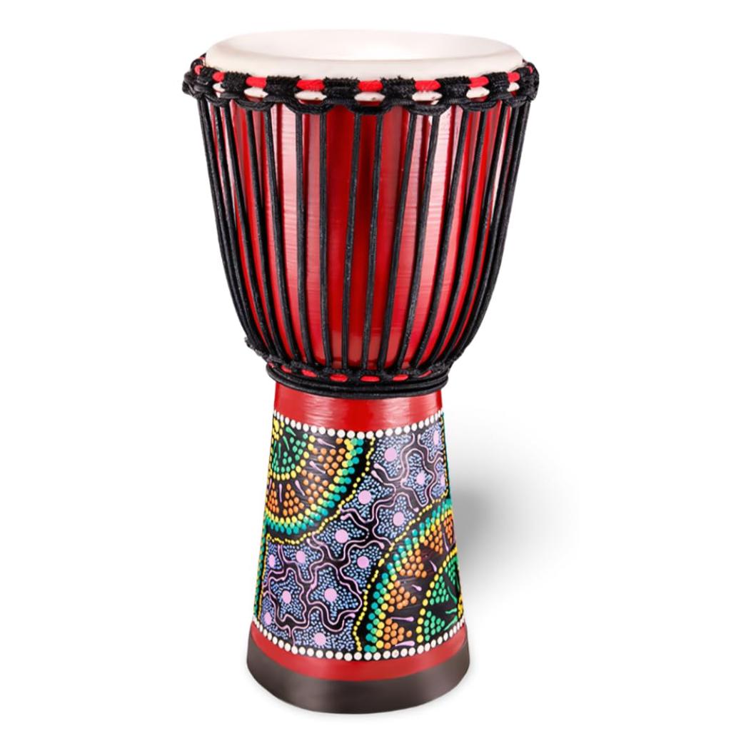 Uccellino Djembe Instrument Ludowy na Bęben Ręczny 40cm 8-calowy Dzieci, Figurka, (Czerwony)