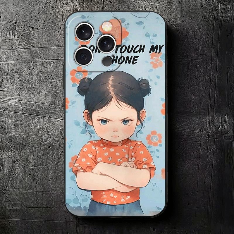 Funny Dont Touch My CallPhone Soft Phone Case for iPhone 16 16E 17 Air 15 Pro Max 14 Plus 13 Mini 11 12 7 Black Cover Back Shell