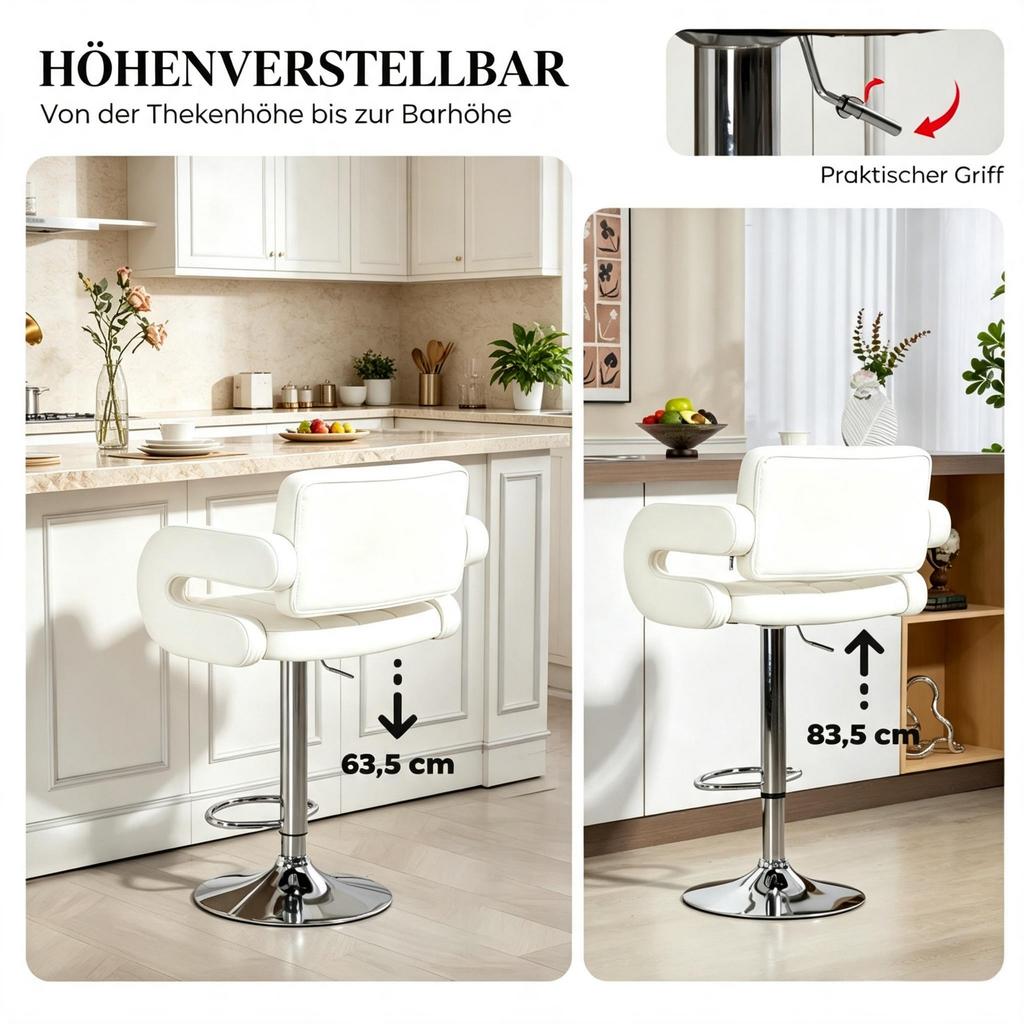 Comfortable Height-Adjustable Chair, Bar Stool with Armrests and Backrest, Practical Work Chair (only with chair)