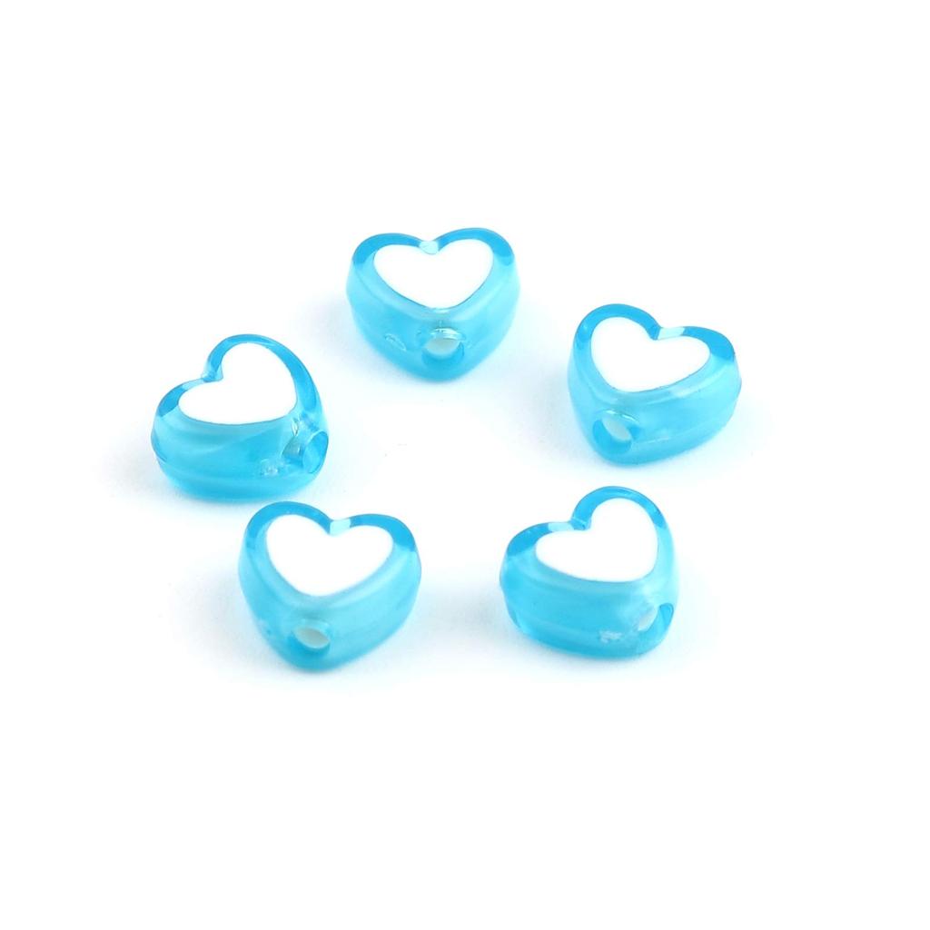 300 Pieces Heart Shape Acrylic Beads Blue 8mm Crafts Handicraft Supplies Jewelry Accessories Parts Huey Handicraft Materials Huey H2098s28 Hole 1.8mm