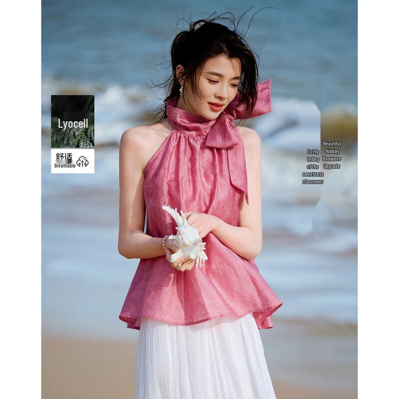 Женская рубашка Demana из лиоцелла с вырезом-халтер и завязками на воротнике, без рукавов XL