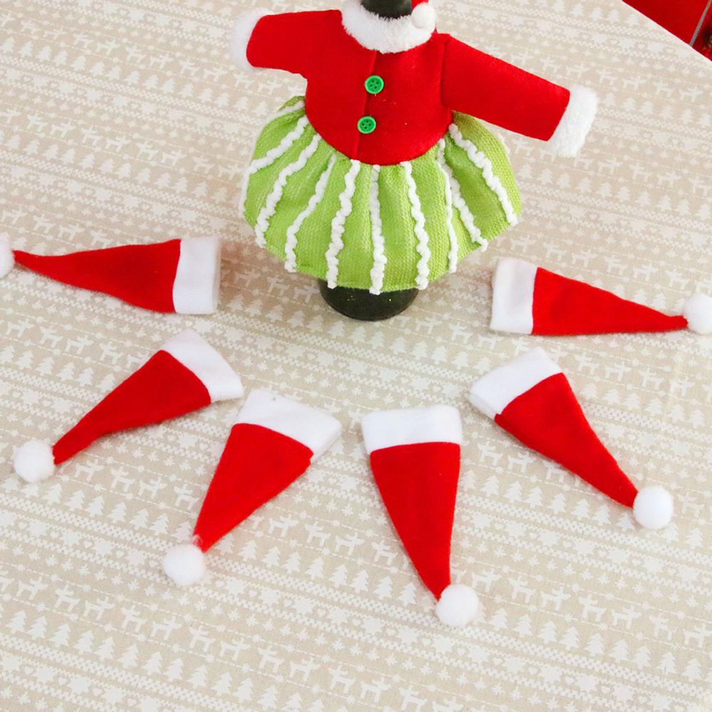 Christmas Decorations Mini Christmas Hat New Velvet Hat Knife And Fork Set Wine Bottle Decoration