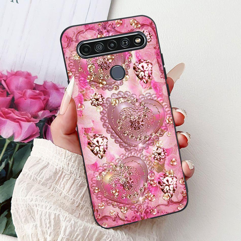 For LG K41S K51S 2020 Elegant Floral Cat Printed Phone Case For LG K41S K51S LM-K410 LM-K510 Black Silicone Soft Cases