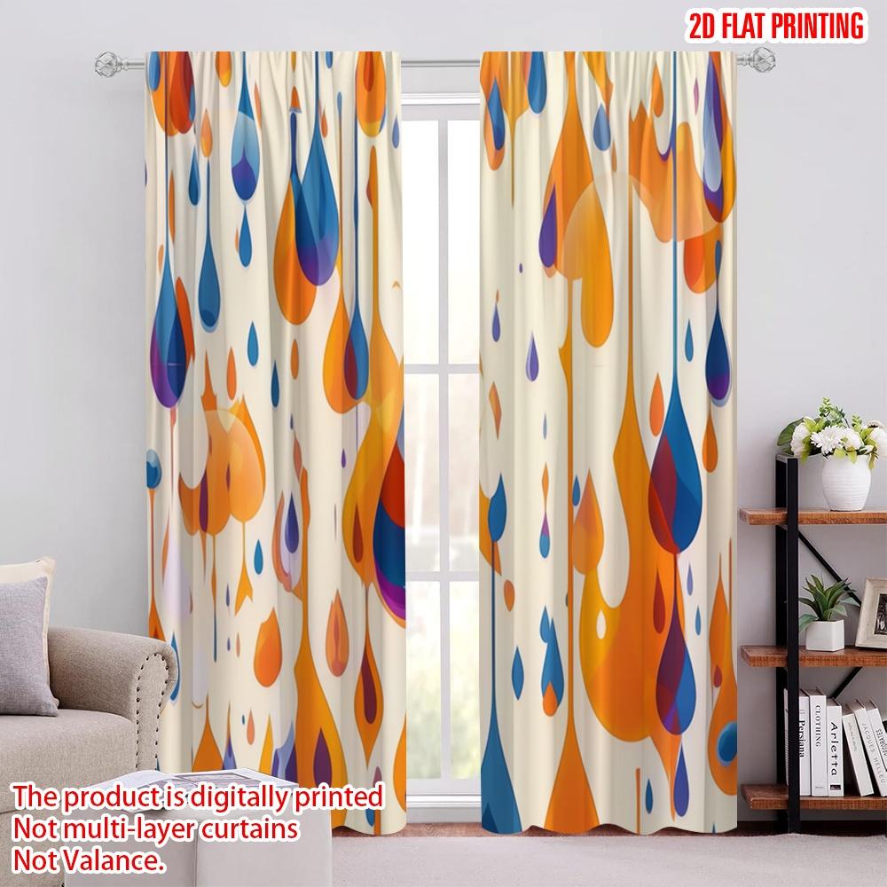 

2pcs,2D plane printing Creative Curtains Colorful Droplets Versatile Polyester (without rod) Versatile All Perfect for Room, 52.50 × 116.00 cm 2 pcs