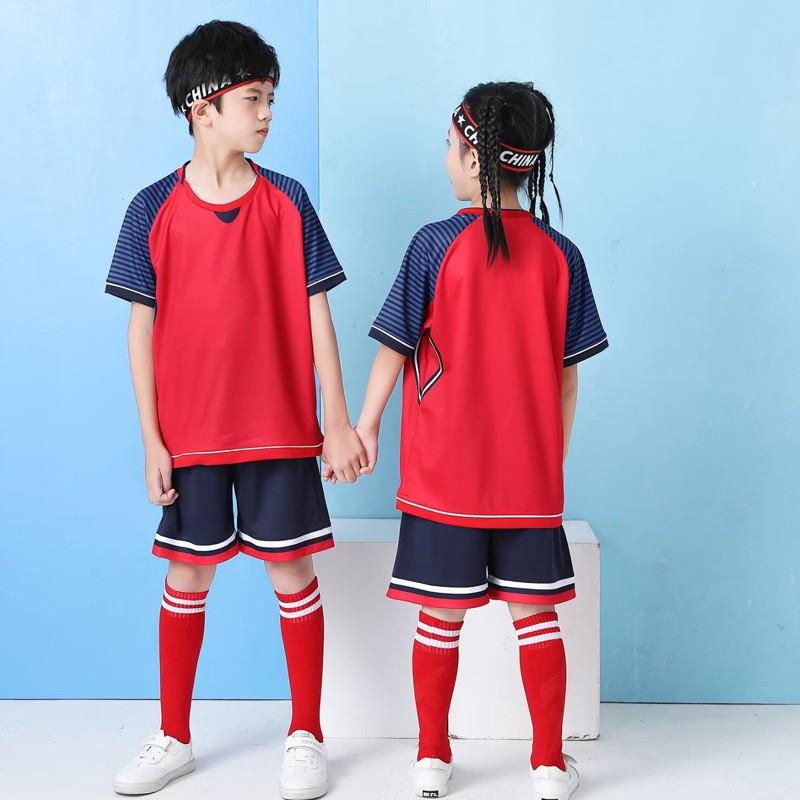 Kids Soccer Jersey Set Short Sleeve Football Uniform Boys Girls Training Camp Sportswear