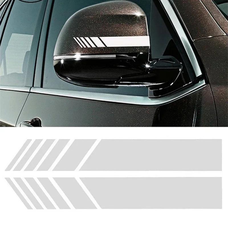 Samolepky s pruhy na auto Zpětné zrcátko Reflexní vinylové obtisky Dekorace Módní styl Vodotěsná samolepka Exteriérové doplňky