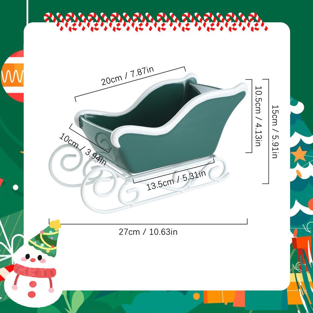 Christmas Sleigh Table Ornament,Server Gift,Candy Bowl Storage Basket Sled Shaped Bin for Holiday Farmhouse Home Present Mantle