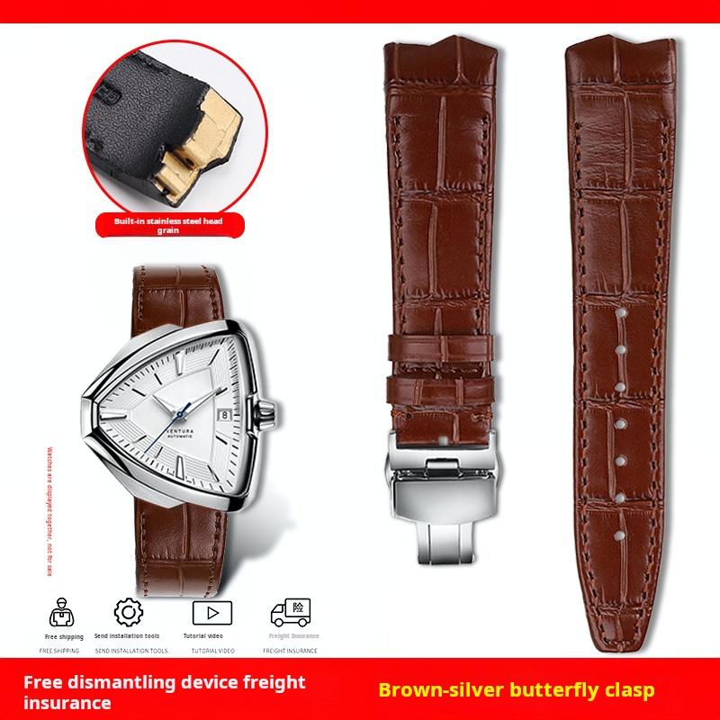 Für Hamilton VENTURA Presley 80. Jubiläum H24535331/H24525331/H24585331 Lederarmband Uhrenarmband Herren Schwarz Braun Armband