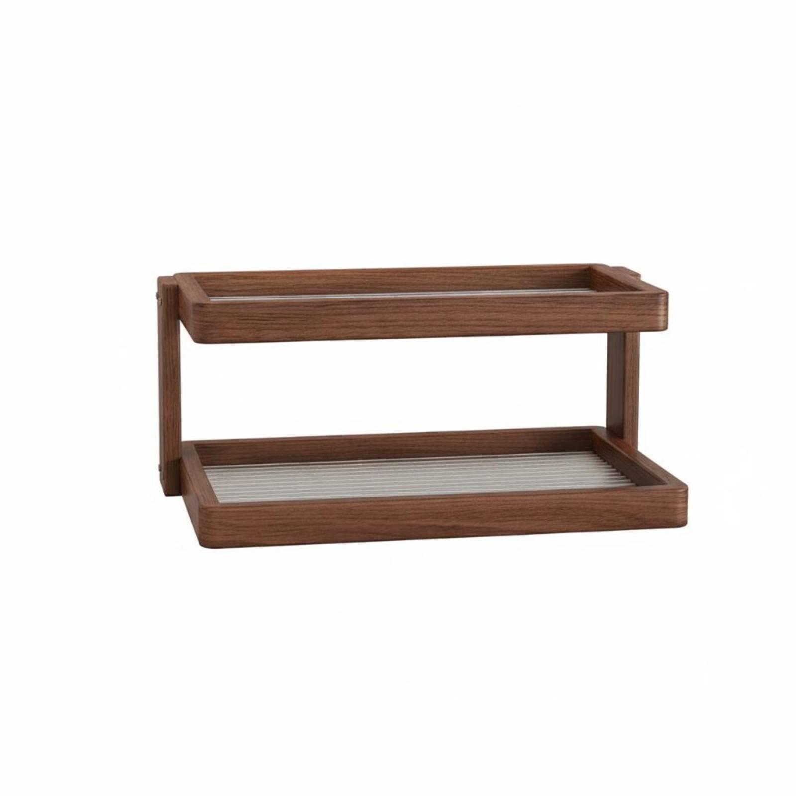 Hardwood Wood Countertop Organizer Space Saving Coffee Mug Display Shelf Coffee Mug Display Rack Multifunctional
