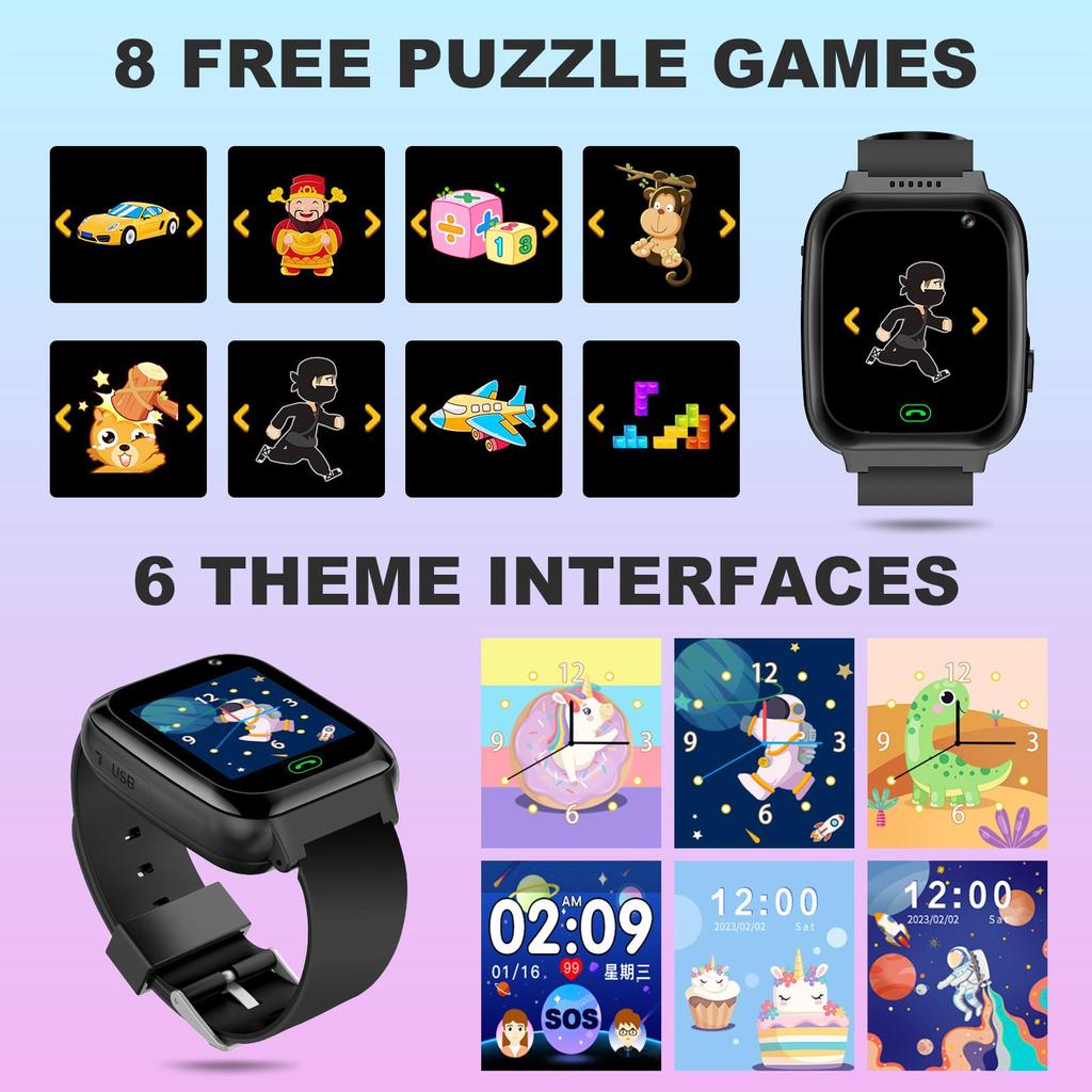 Kids Smart Watch with Two-Way Call, Kid-Safe Anti-Lost Smartwatch Phone, SOS Call Remote Camera Touch Screen Games